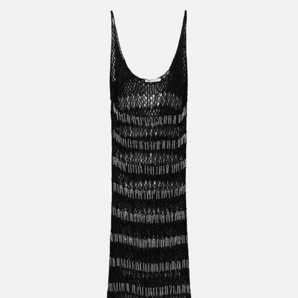 NWT ZARA BEADED MESH DRESS S - Picture 1 of 1